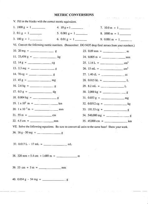 unit conversions worksheet 1 answers